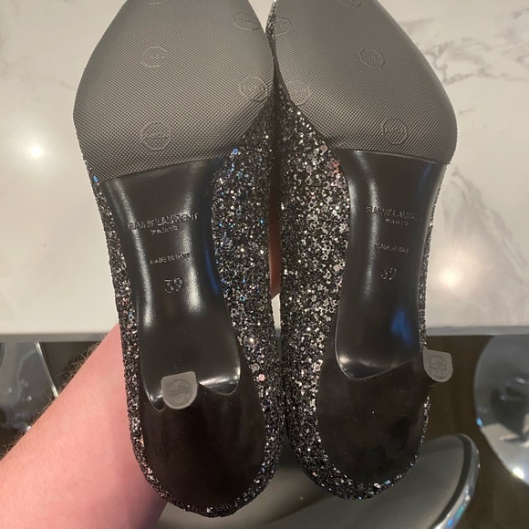 Saint Laurent Charlotte 55 Glitter Kitten Heels - Picture 5 of 8